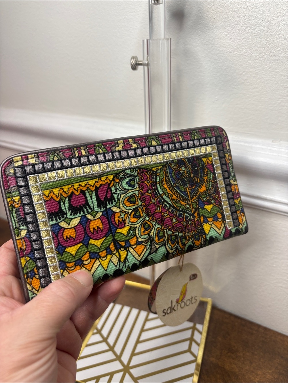 Sakroots Multicolor Boho Snap Wallet with Boho Pattern NEW - Picture 7 of 12
